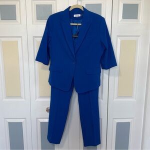 Calvin Klein Women’s Cobalt Royal Blue Tailored Short Sleeve Pantsuit‎ Sz 8